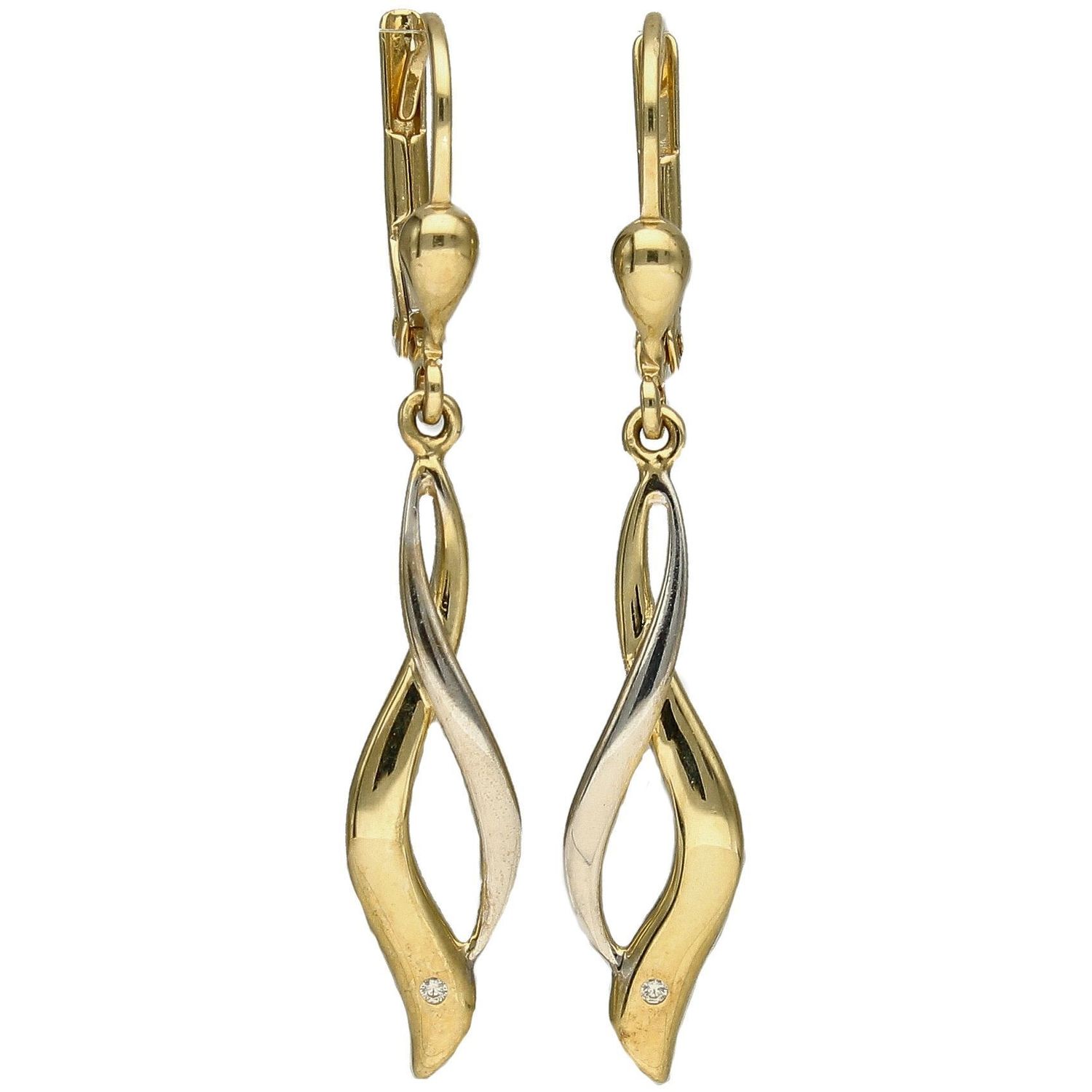 Złote kolczyki wiszące z dodatkiem białego złota KL 7424.jpg